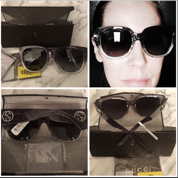 gucci silver glitter sunglasses
